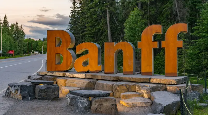 The Banff National Park entrance sign at the East Gate